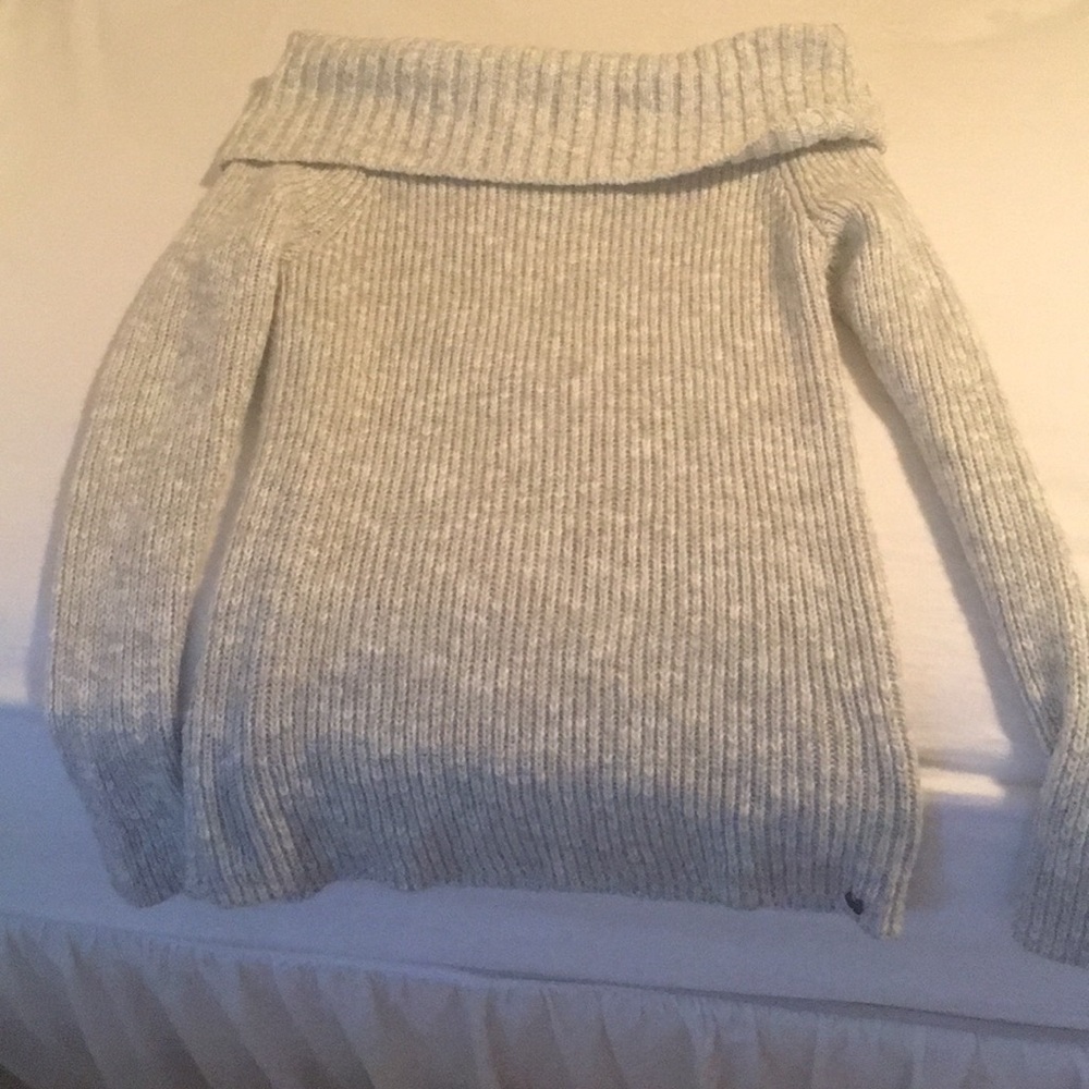 Hollister Light Grey Off the Shoulder Sweater